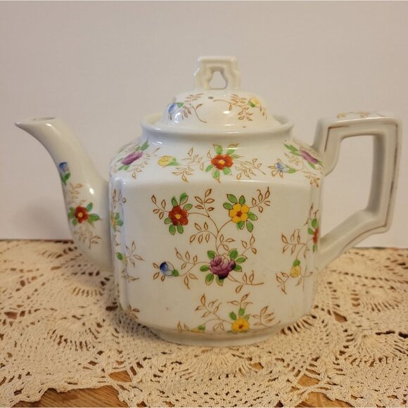 Porcelain Hand Painted Square Floral Teapot w/Lid Takito Japan - Picture 7 of 13